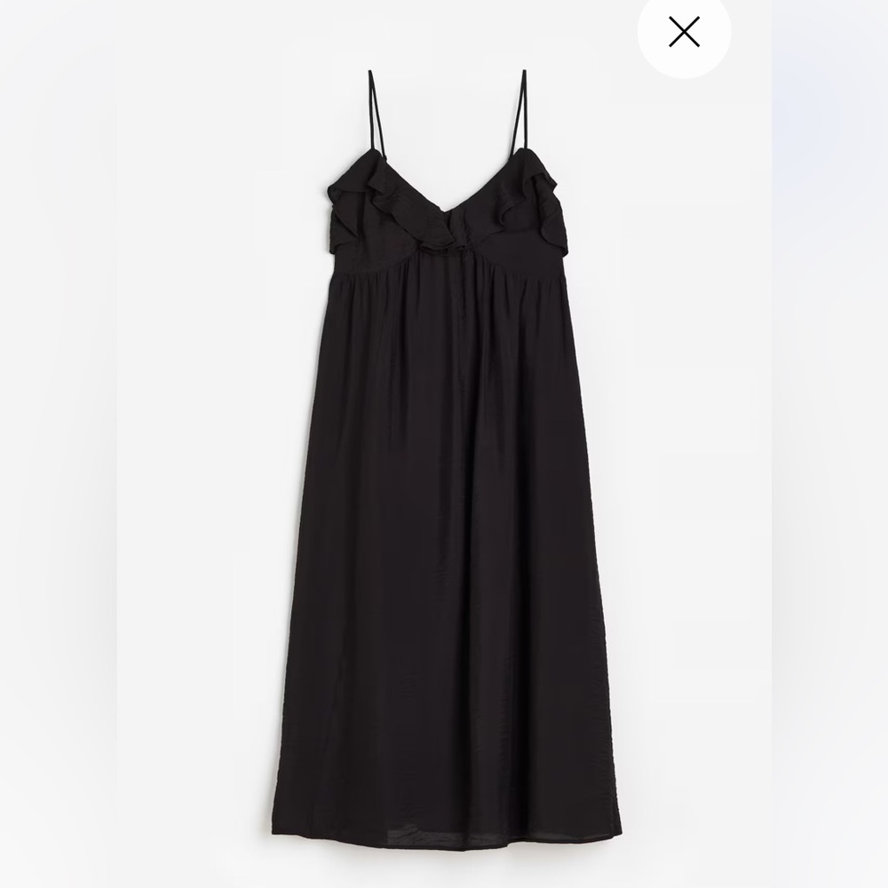Flounce V neck H&M midi black dress- size S